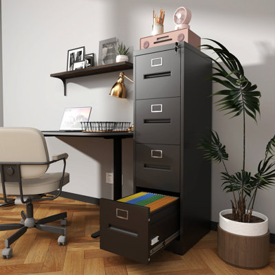 Classeur vertical à 4 tiroirs avec serrure verticale en métal pour bureau à domicile