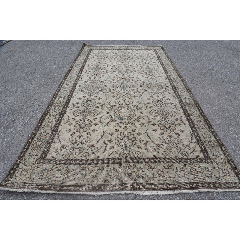 Tapis rétro, tapis marocains bruns, tapis 3,8 x 6,9 pieds, tapis Anatolian, tapis turcs