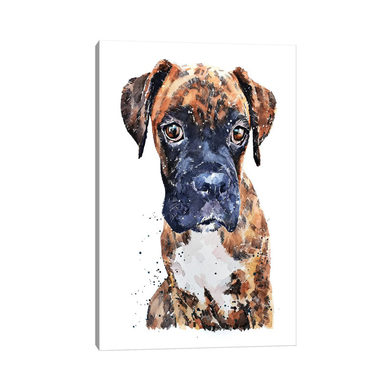Brindle Boxer Pup - Wrapped Canvas Painting
