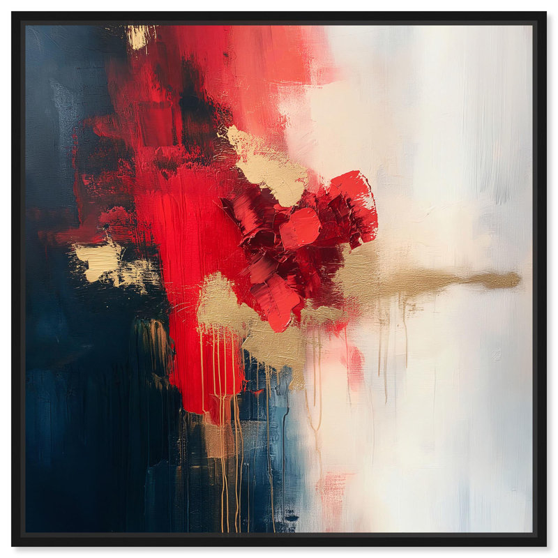 Art Remedy abstrait avec toile dorée, H 13 po x l 13 po, Cadre flottant noir