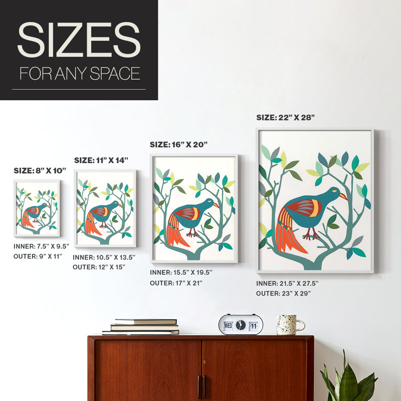 «Whitty Bird II», reproduction encadrée - bois massif, Blanc, H 10 po x l 8 po