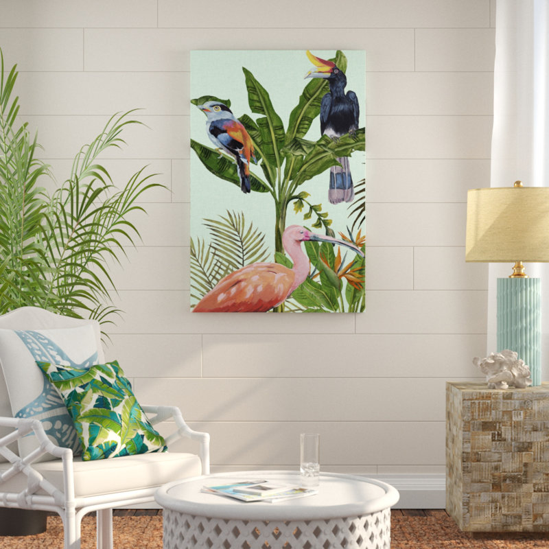 «Birds Paradise I», peinture sur toile, H 48 po x l 32 po