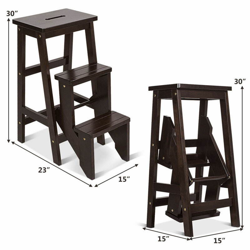 Counter Stool with Solid Wood Frame, Brown