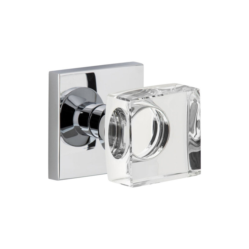 Rosette Viaggio Quadrato (couloir et garde-robe) avec poignée en cristal Quadrato, Chrome brillant