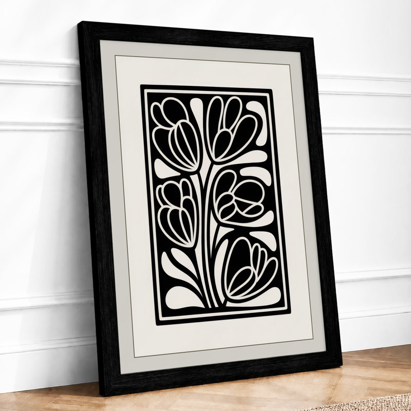 Ornamental Floral Frame Art Deco - Framed Print, A1 - 84.1 x 59.4 cm, Black