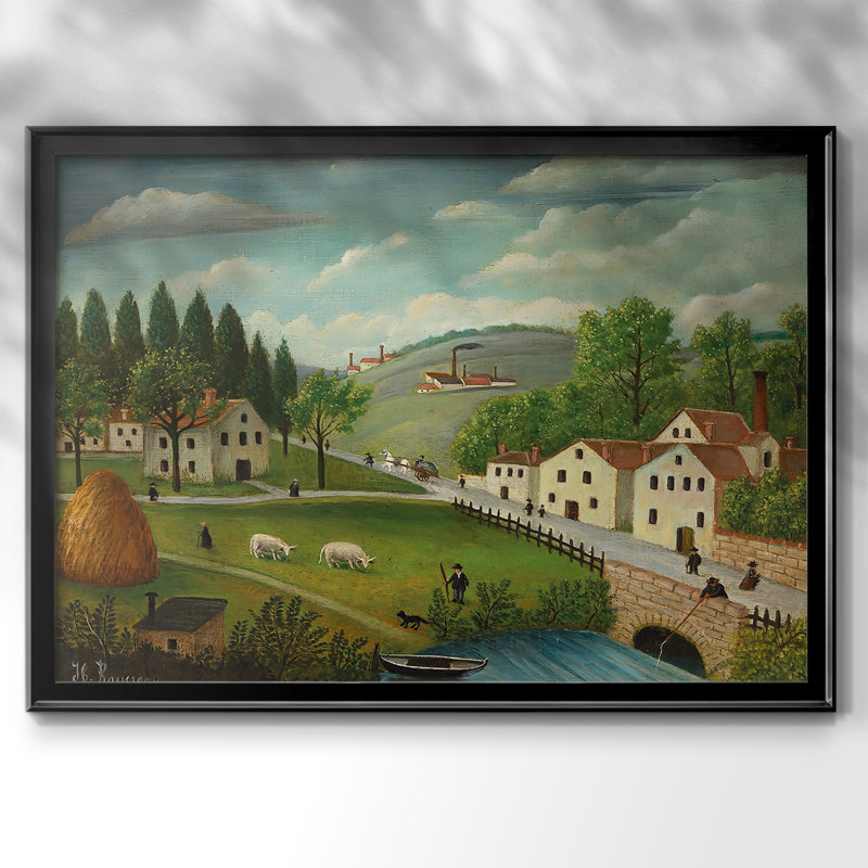 Paysage dans les Environs de Paris - Henri Rousseau - Toile tendue avec châssis, c. début du 20e siècle, 26,5 x 36,5, Noir