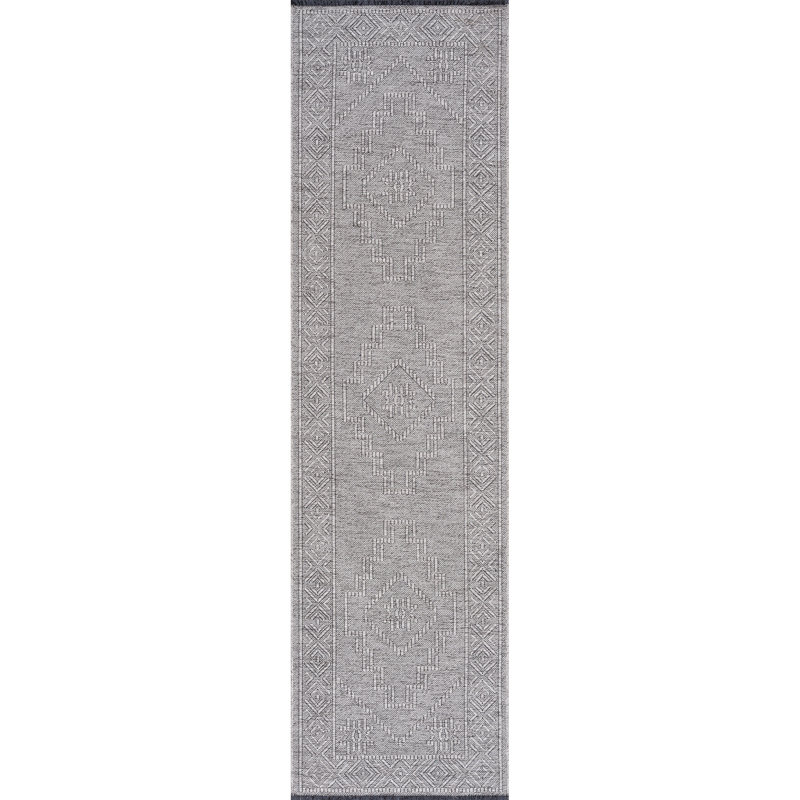 Brenly Moroccan Machine Washable Non Skid Indoor Area Rug - Light Gray, Runner 2'3" x 7'7"