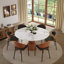 Table de salle à manger ronde Conlon 47 po pour 4 personnes, plateau en pierre résistant aux égratignures et base en bois massif-1819661332-1819661333