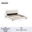 Lit tapissier luxueux avec structure en bois massif, lit plateforme moderne avec pieds et support à 12 lattes-486325339