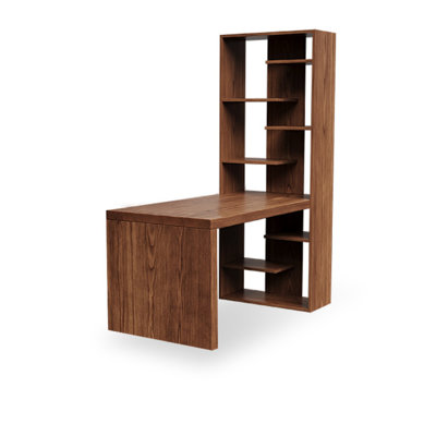 Light-walnut Rectangular Solid Wood desk