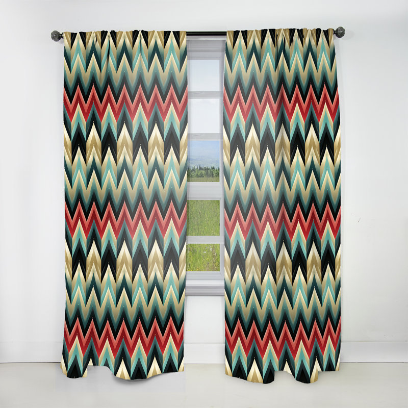 Multicolore Glamour Opulence - Motif à chevrons - Rideau à chevrons - Rideau obscurcissant - 1 panneau, L 52 po x L 108 po