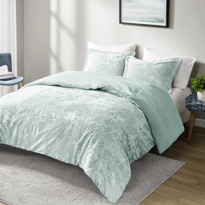 3 Pcs Crushed Velvet Reversible Comforter In Full Dimensions, , Machine Washable Filling With Fill, - Labelled, Easy To Wash