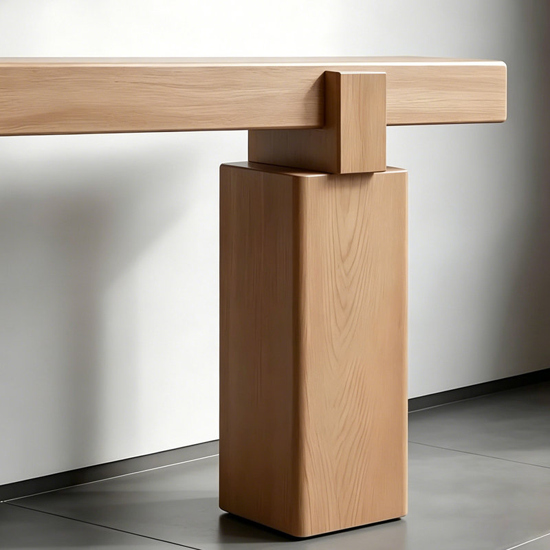 Console en bois massif de style français, Brun, Brun, H 33,4 po x l 47,2 po x P 15,7 po, Brun