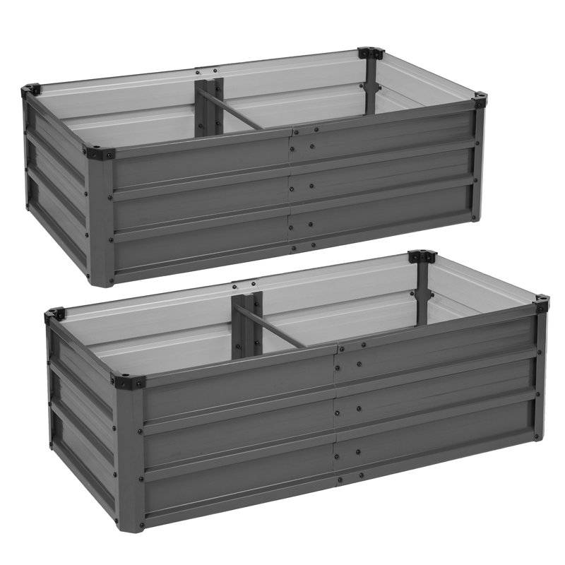  4×2×1FT Galvanized Raised Bed Outdoor with Support Rods and Gloves for Planting Flowers, Vegetables, Gray