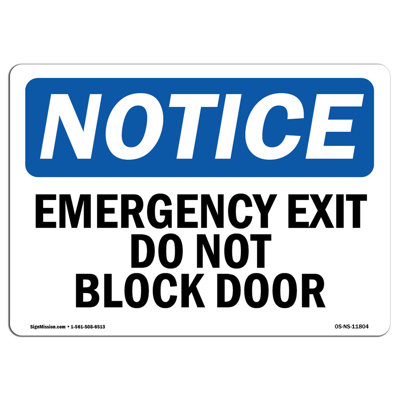 Emergency Exit Do Not Block Door Sign