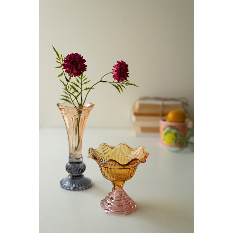 Ensemble de deux bols et vases en verre coloré Kalalou