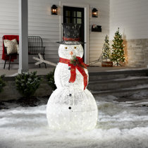 39 Lighted Snowy Tinsel Snowman Couple Outdoor Christmas Decoration