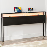 Anasofia Storage Headboard with Led Lights and Charging Station
