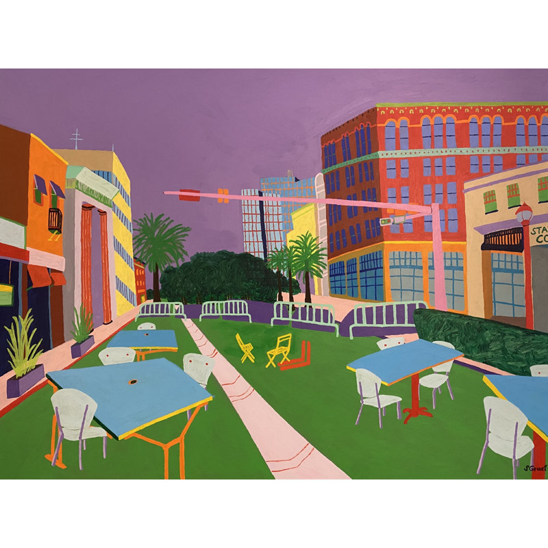 «Downtown Clearwater» par Sue Graef - impression, H 25 po x l 33 po, Toile encadrée noire