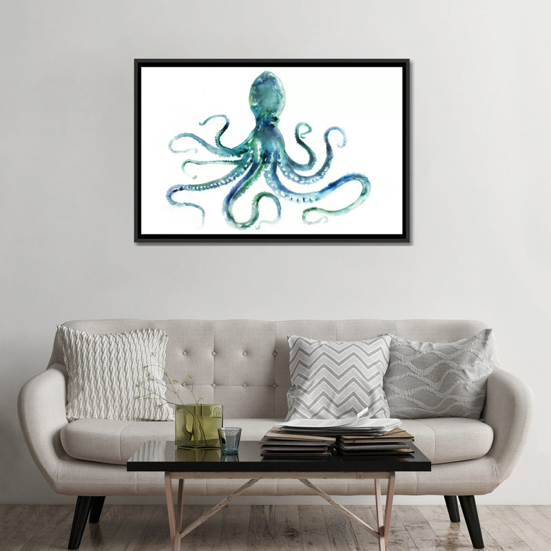 Octopus par Edward Selkirk - reproduction d'art sur toile tendue, H 18 po x l 26 po x P 1,5 po, Toile avec cadre noir