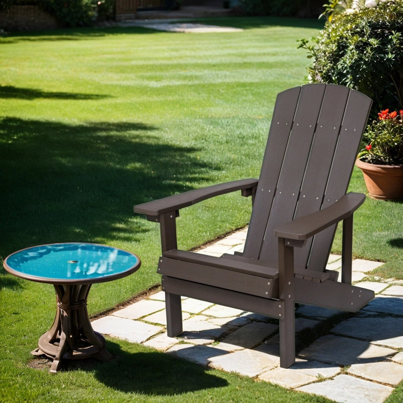 Andriani Foldable Outdoor Adirondack Chair, Brown/Light Gray