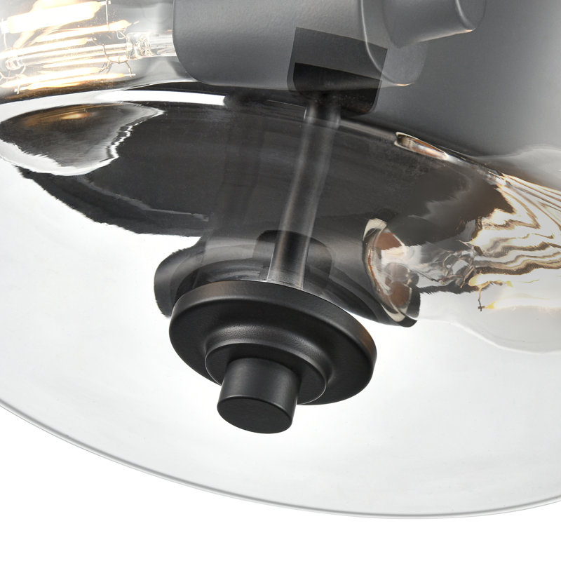 Strayhan 13" 2-Light Flush Mount - Matte Black, Matte Black