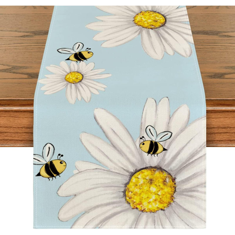 Chae Runner Polyester Blend Table Runner, 72" x 13", Blue