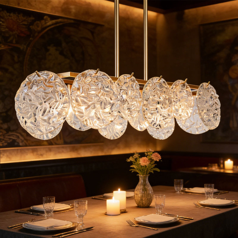 Clayre 5-Light Dimmable Unique/Statement Chandelier With  Water Ripple Glass, 7.5" H x 33" W x 9" D