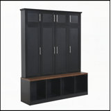 Hall Tree with 4 Hanging Hooks,Entryway Cabinet with Open Compartments