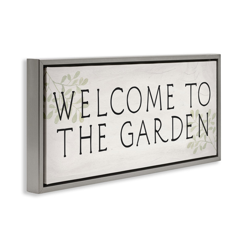  Art mural rétro sur toile flottante, "Welcome Gardener" par Daphne Polselli, Cadre flottant gris lustré, H 11 po x l 25 po