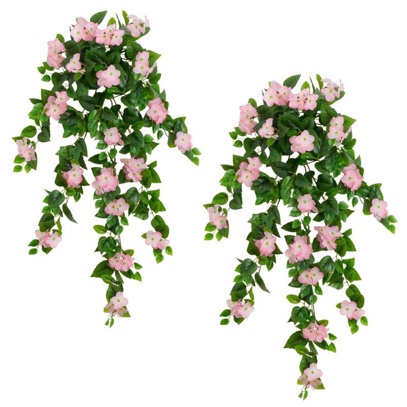 41 po Hortensia artificielle résistante aux rayons UV (intérieur / extérieur) - ensemble de 2, Rose