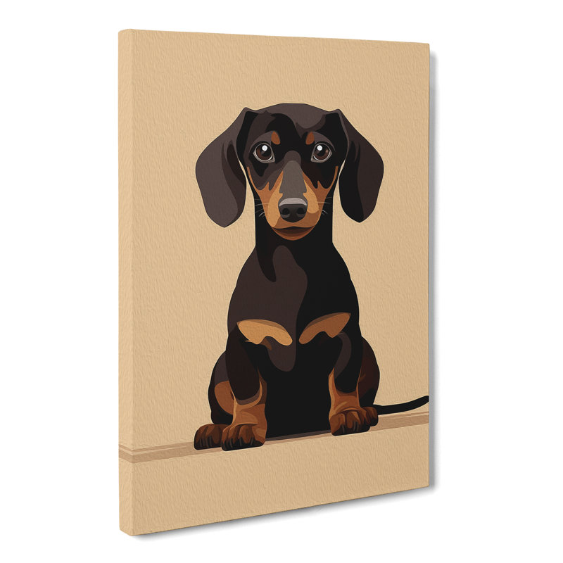 Dachshund Minimalism No.2 - Wrapped Canvas Print, 76cm H x 50cm W x 3cm D