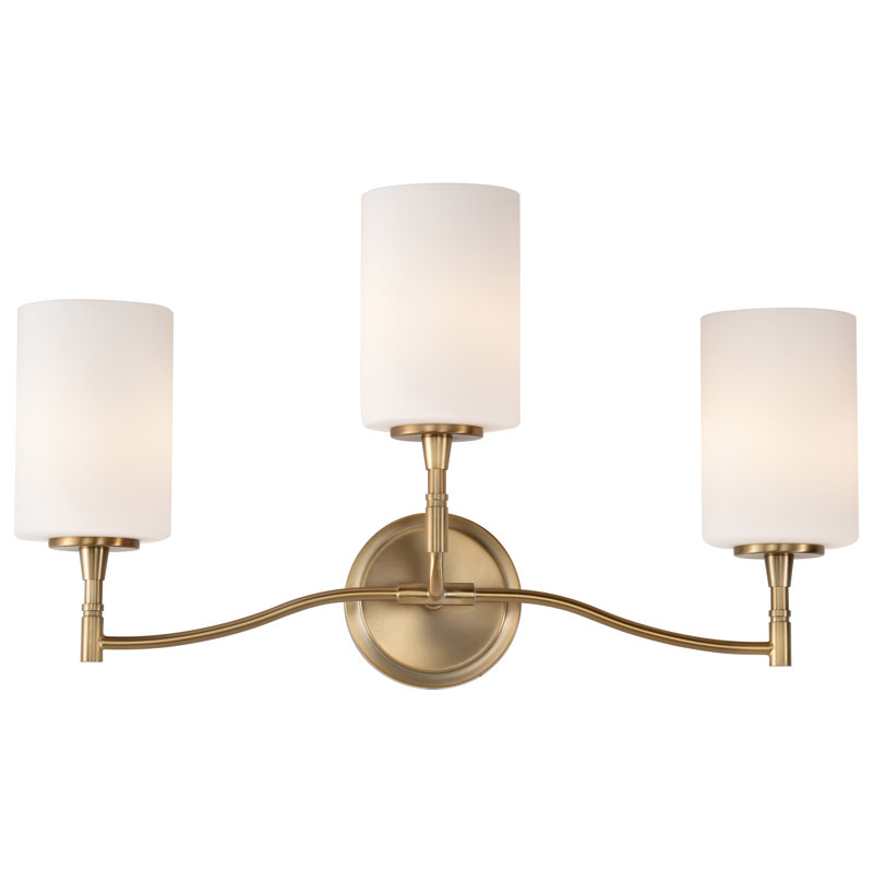 Coiffeuse Lawrie - verre opale Lawrie, Bronze brillant, H 12,38 po x l 22 po x P 7 po, Trois lumières