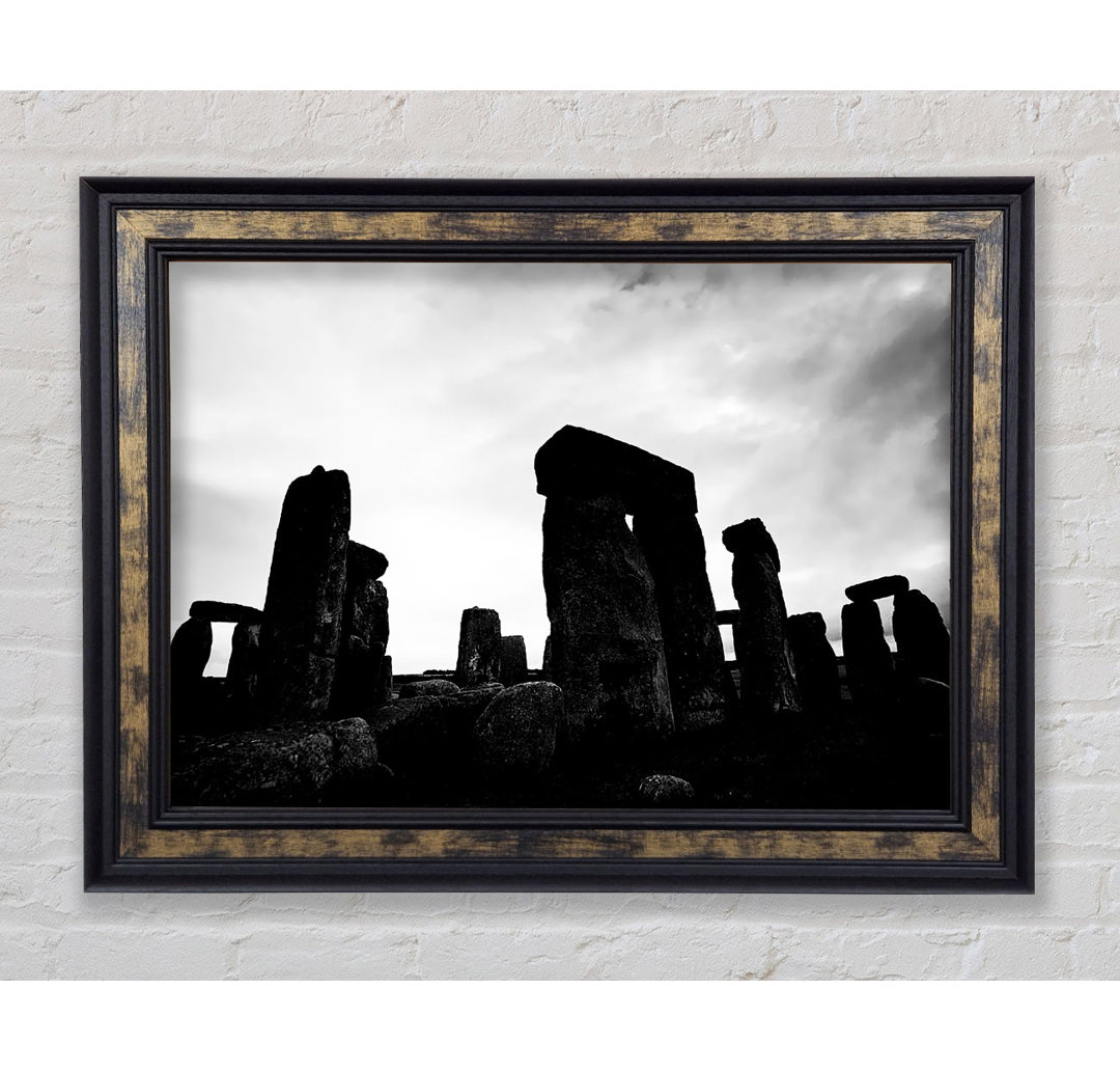 Stonehenge B N W - Einzelner Bilderrahmen Kunstdrucke