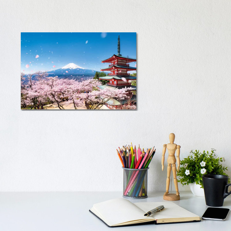 Chureito Pagoda In Spring by Jan Becke - Wrapped Canvas Gallery-Wrapped Canvas Giclée, 20.32cm H x 30.48cm W