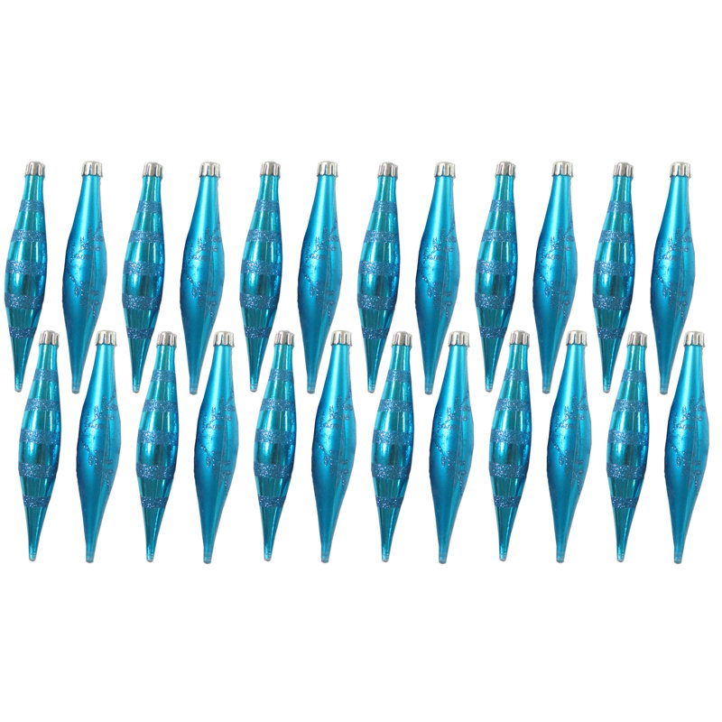 24 Piece Finial Ornament Set, Turquoise