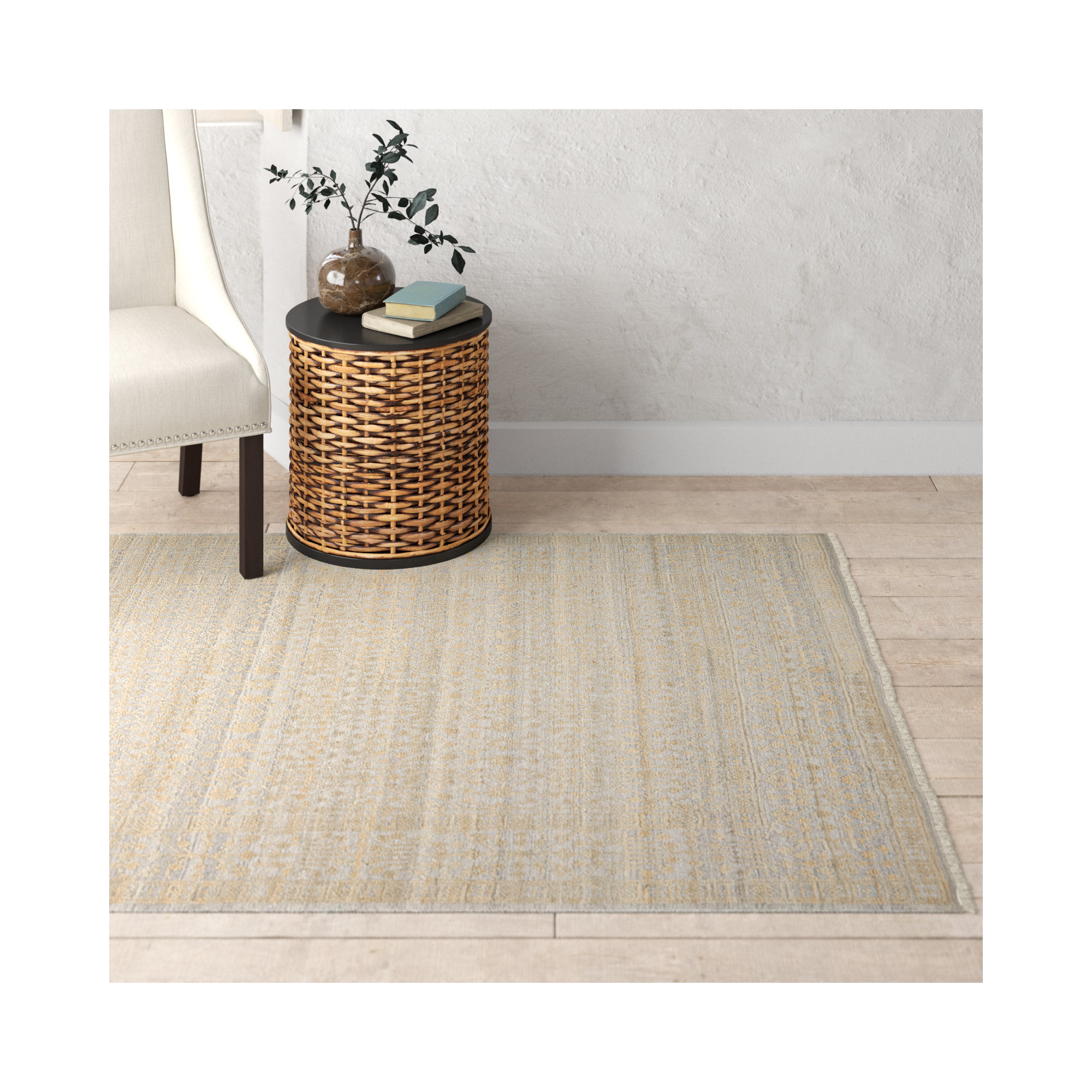 Mandi Handmade Beige/Brown Rug, Rectangle 5' x 8'