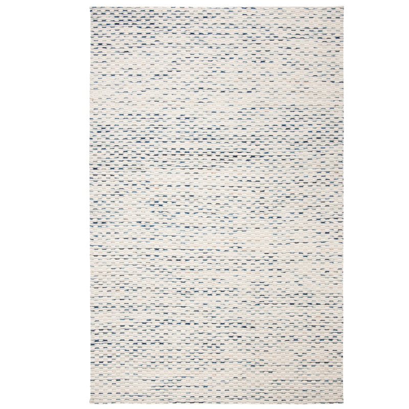 Laureldale Hand Woven Wool/Cotton Abstract Rug in Navy/White, Rectangle 6' x 9'