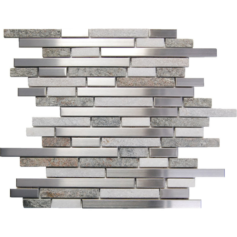 Random Sized Metal Mosaic Tile, Silver/Gray