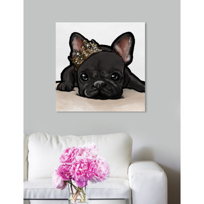 «Dogs and Puppies», Royal Frenchie Gray, impression sur toile tendue