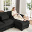 Canapé modulaire surdimensionné en L Cloud Couch Cloud, canapé 3 places avec repose-pieds, coussins de siège confortables et épais, tissu en velours côtelé respirant, noir pour le salon-2047768833-2047768837