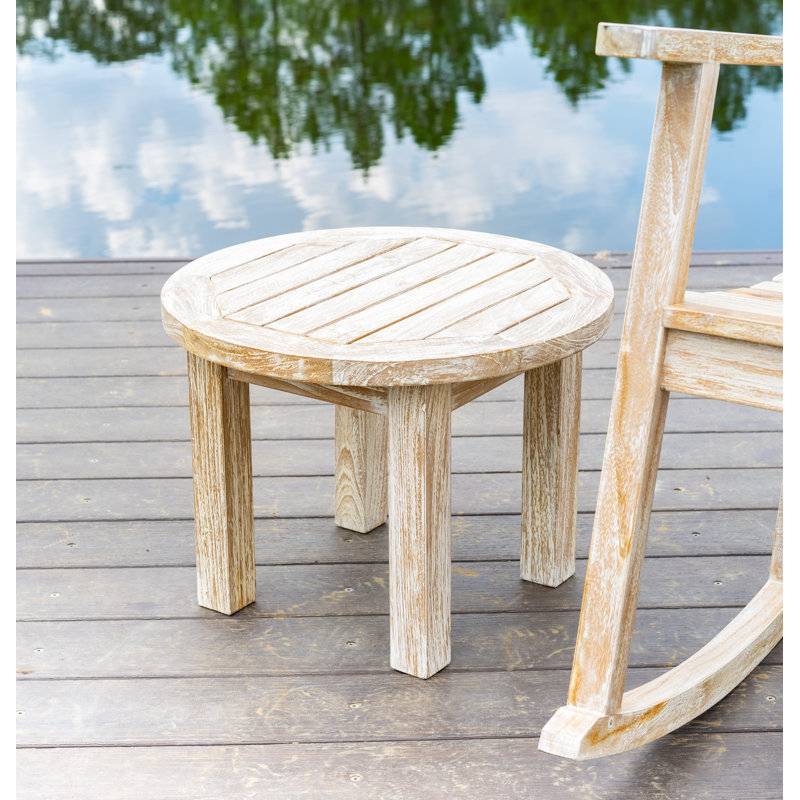 Table d'appoint en teck Galvan, Blanc