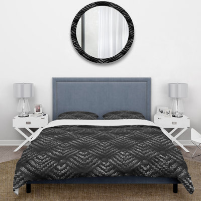 Ensemble de housse de couette Black Houndstooth I - Midcentury