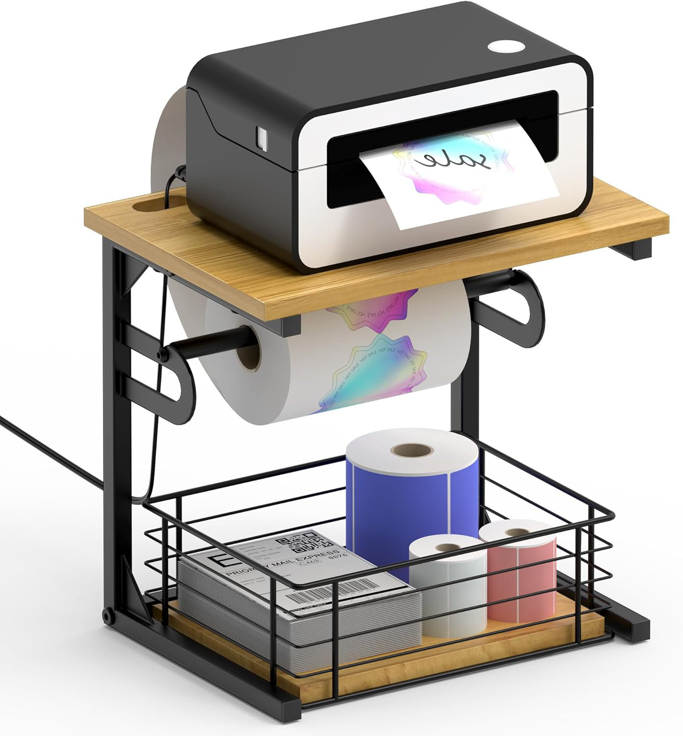 XIANGXIELISHE Label Holder For Rolls And Fan-Fold Labels, Wooden ...