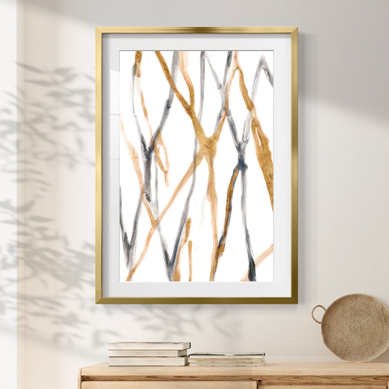 Runnel IX -Framed Print, 25.5" H x 17.5" W, Gold
