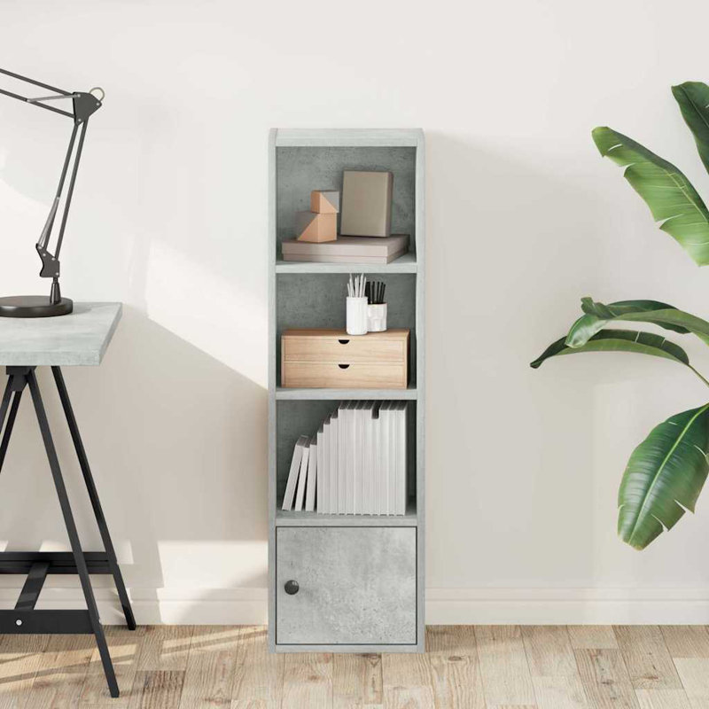 Conary 31cm W Bookcase, (4 Shelves) 102cmH x 31cmW x 24cmD, Concrete Grey