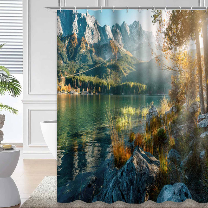 Rideau de douche avec 12 crochets Autumn Landscape, L 72 po x l 72 po