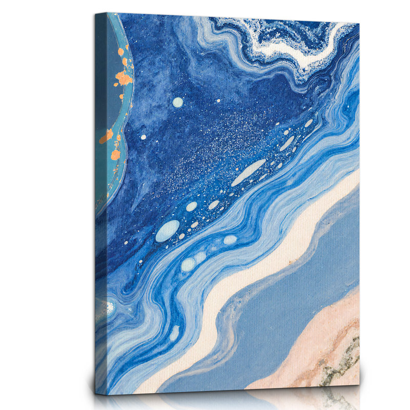 Impression sur toile abstraite bleue et rose, art mural moderne nordique pour la décoration intérieure, H 16 po x l 12 po