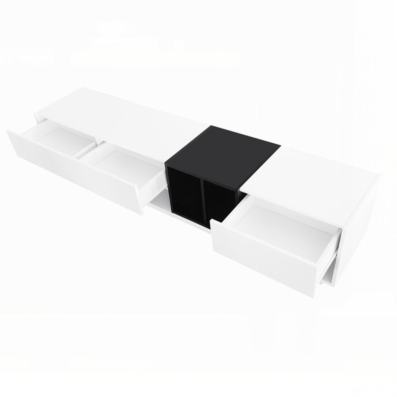 Aalap 74.8'' W Sleek and Stylish TV Stand with Perfect Storage Solution, Two-tone Media Console for TVs Up to 80'', Functional TV Cabinet with Versatile Compartment for Living Room