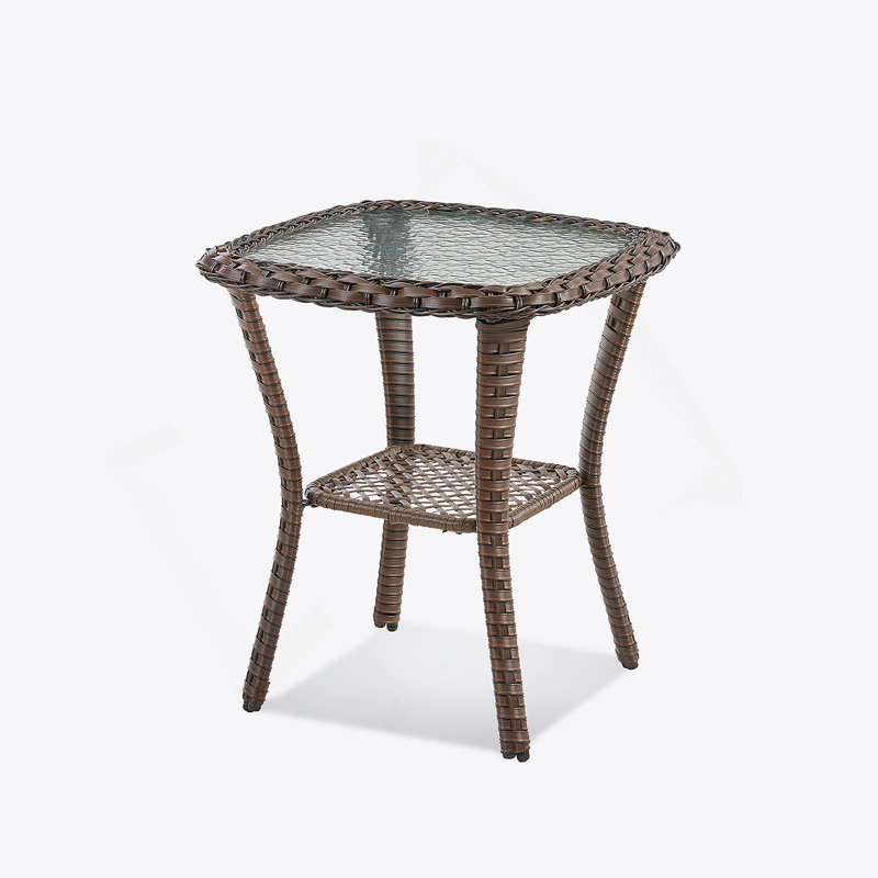 Table d'appoint carrée en rotin 23 x 20 x 20 po pour l'extérieur